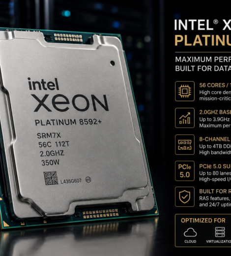 Intel Xeon Platinum 8592+ enterprise server processor for data center and HPC computing