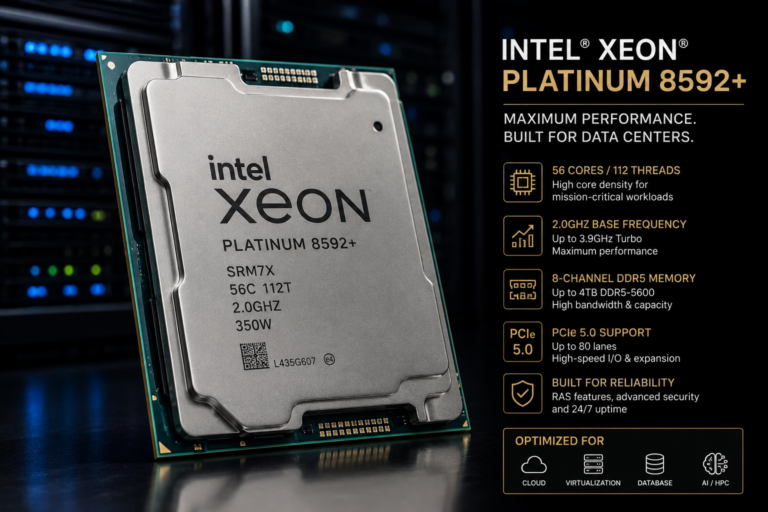 Intel Xeon Platinum 8592+ enterprise server processor for data center and HPC computing
