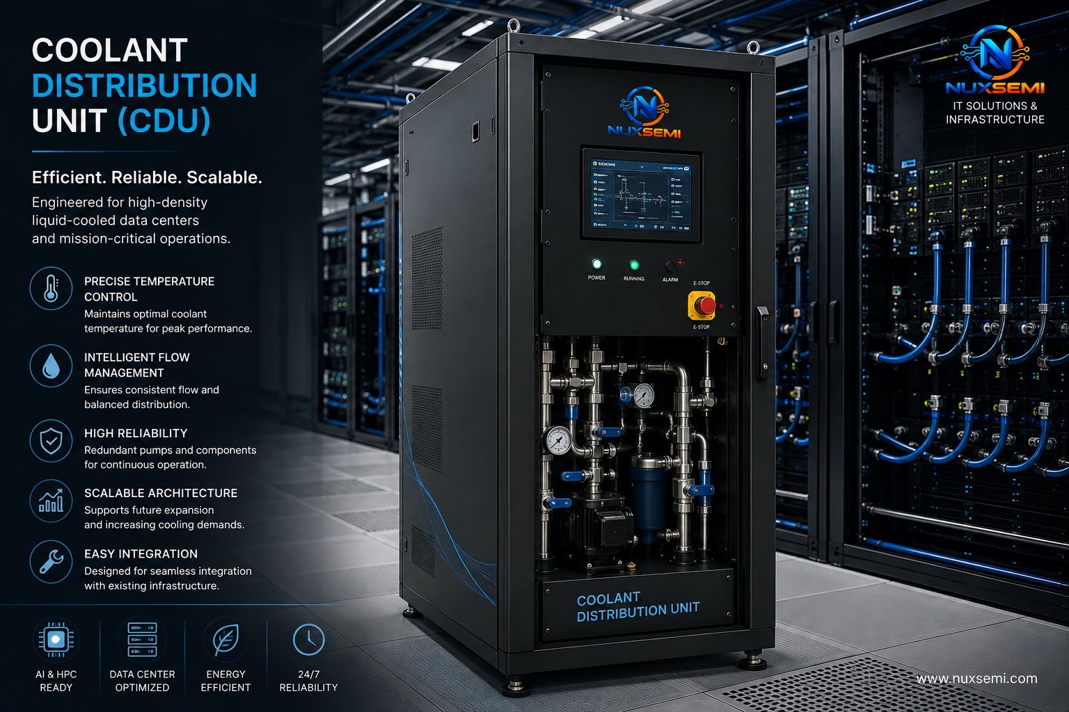 Enterprise coolant distribution unit CDU for direct liquid cooling