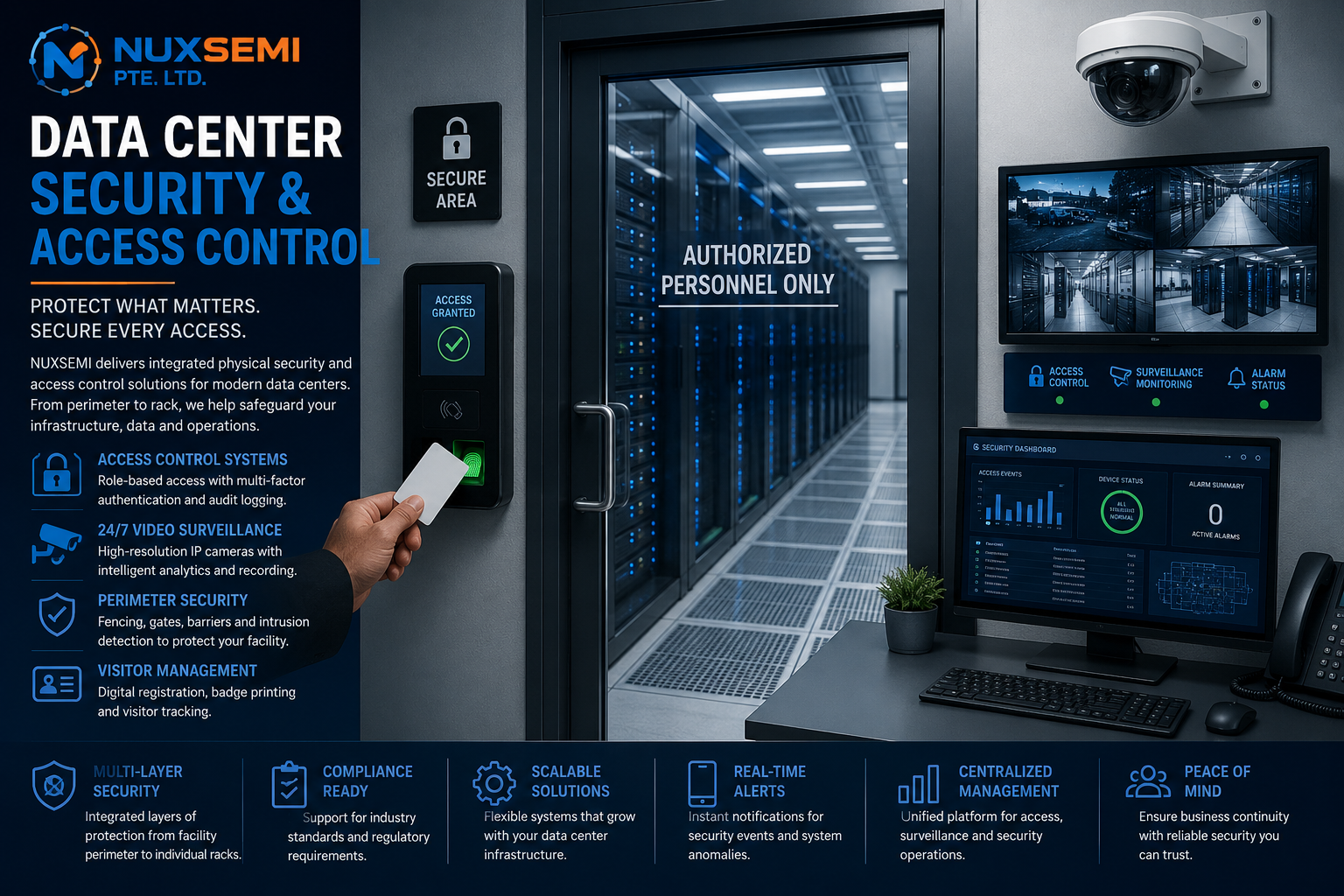 Data center security and access control infrastructure protecting mission-critical IT environments