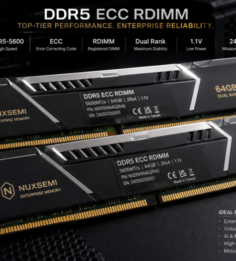 NUXSEMI DDR5 ECC RDIMM enterprise memory for data center servers and HPC systems Caption