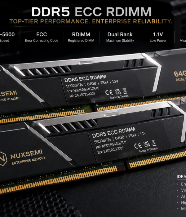 NUXSEMI DDR5 ECC RDIMM enterprise memory for data center servers and HPC systems Caption