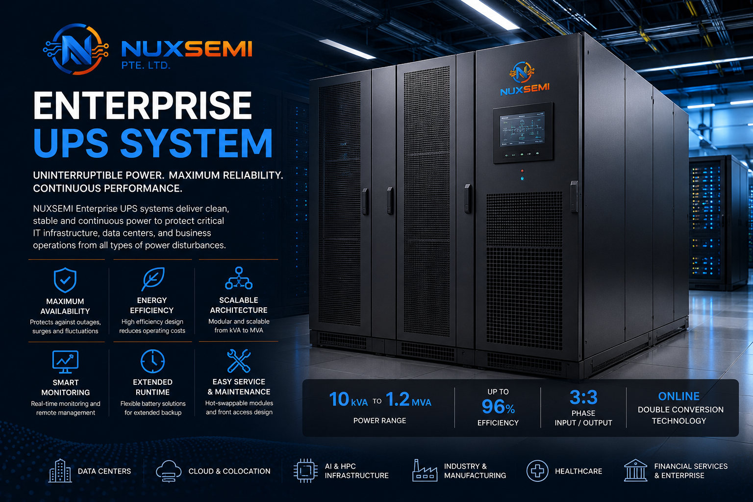 Enterprise UPS system providing resilient power infrastructure for modern data centers