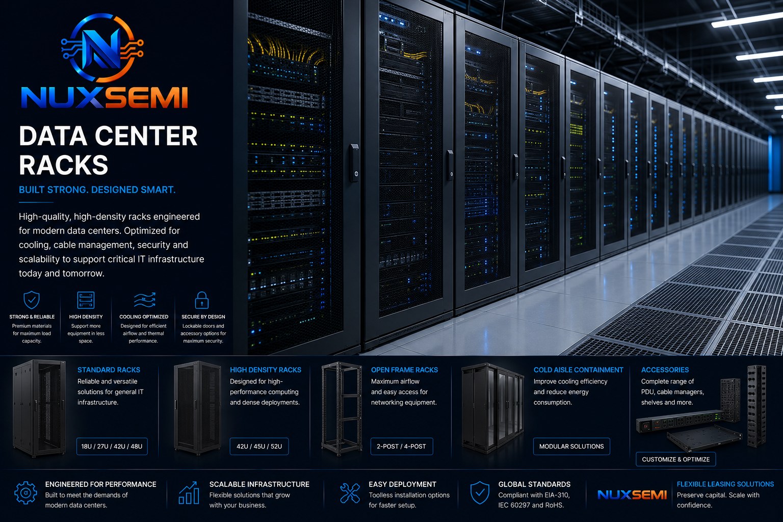 Professional high-density server racks for AI HPC and enterprise data centers