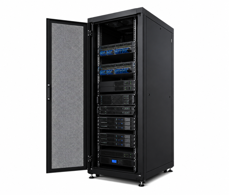 Enterprise data center rack cabinet for servers networking and storage