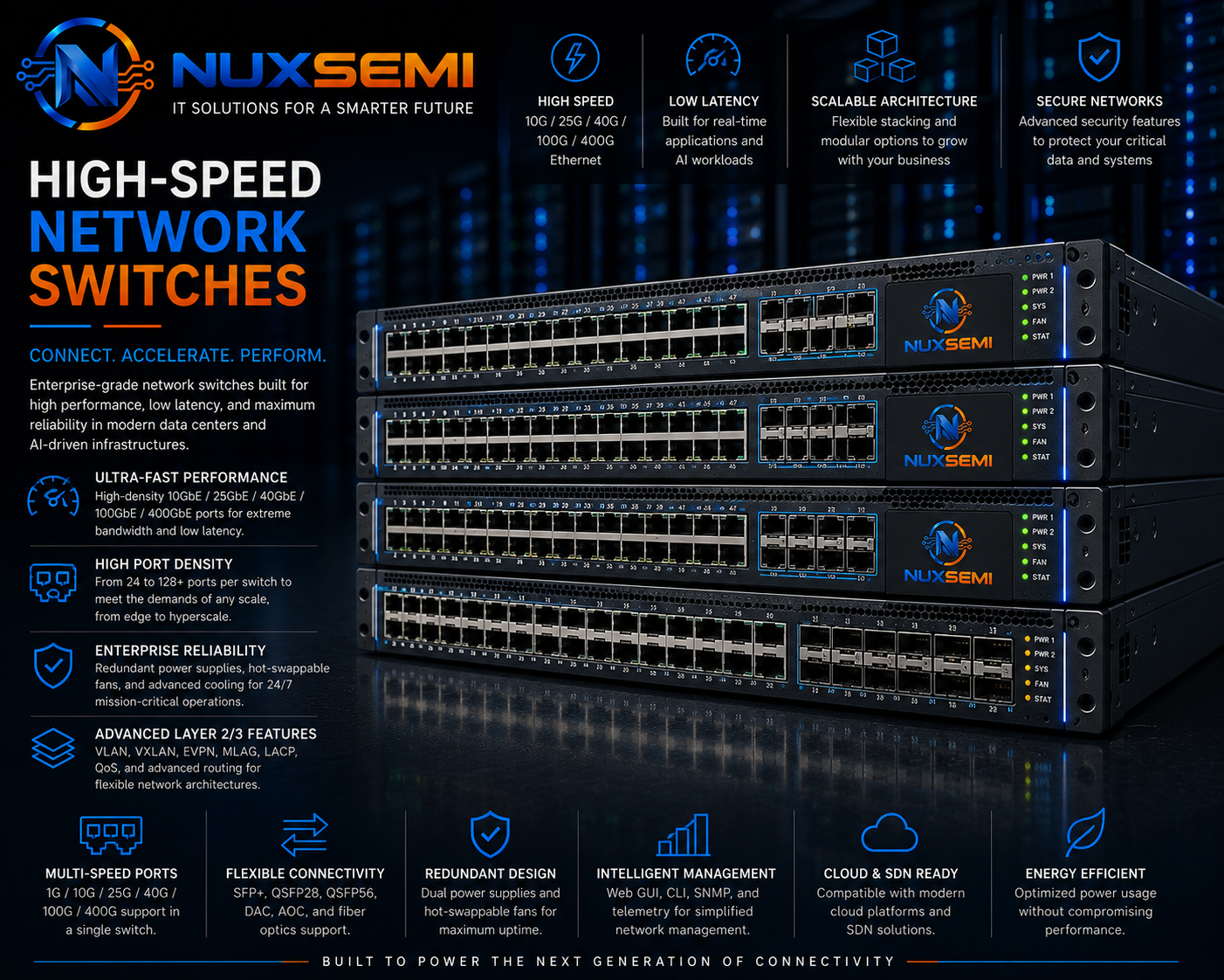 Enterprise high-speed network switches for data center and AI infrastructure