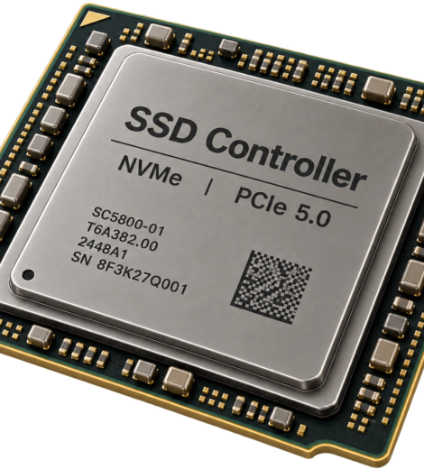 Enterprise SSD controller semiconductor chip with NVMe and PCIe 5.0 for data-center storage